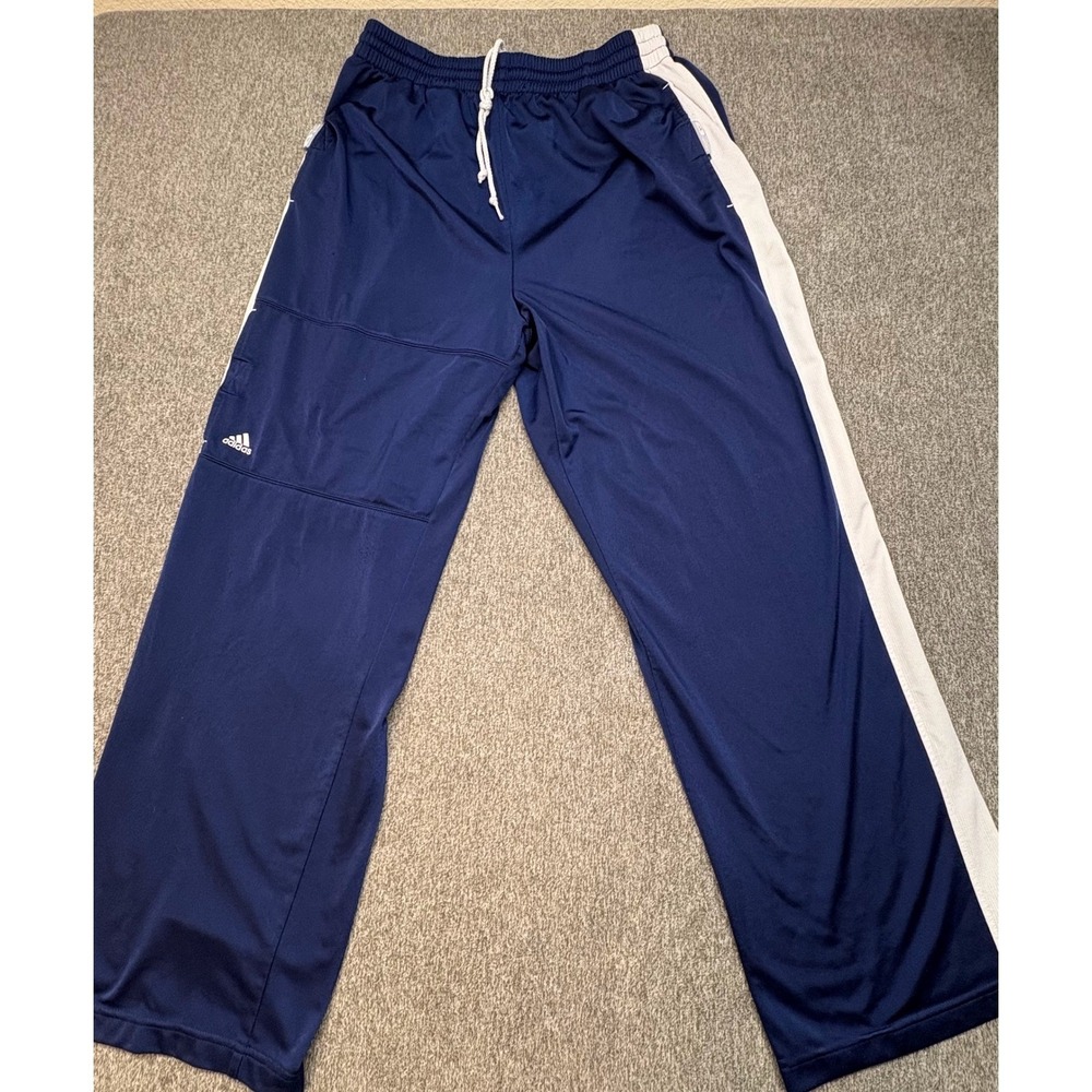 VTG Y2K Adidas Tear Away Track Pants Navy‎ Blue White Stripe Mens Large AU2001